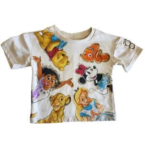 Disney Store 100th Anniversary 3T Shirt Mickey Cinderella Pooh Nemo Spray